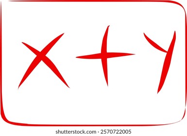 math symbol x divided by y in doodle style