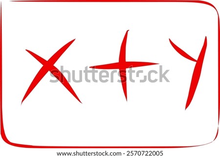 math symbol x divided by y in doodle style