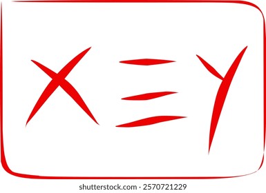 math symbol x is equivalent to y in doodle style