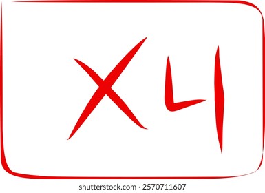 math symbol x to the fourth in doodle style