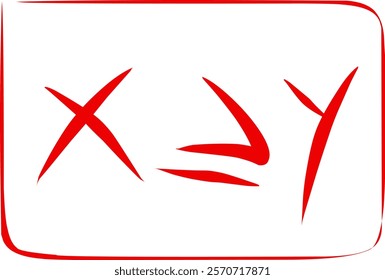 math symbol x is greater than or equal to y in doodle style