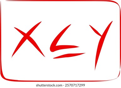 math symbol x is less than or equal to y in doodle style