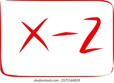 math symbol x minus two in Doodle style