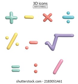 math symbols 3D icons,pastel color - Shutterstock ID 2183051461
