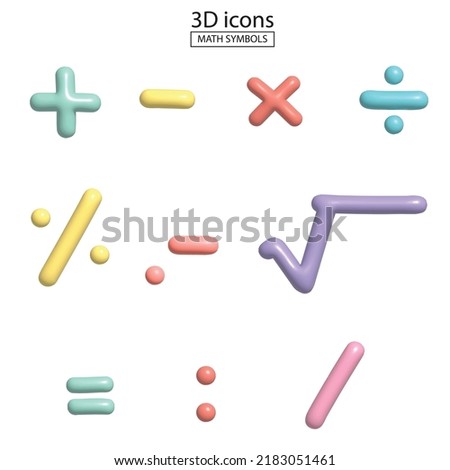 math symbols 3D icons,pastel color