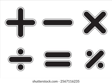 Math symbols basic arithmetic icon set vector illustration