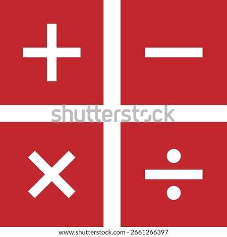 Math symbols, divide and multiply, minus and plus. Mathematical Calculator Sign Icon Set including Plus Minus Divide Multiply Symbols. Vector Image. eps 10