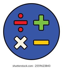 Math Symbols Flat Icon Isolated On White Background