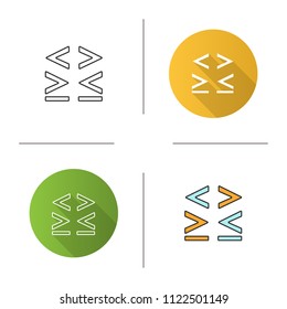 Math symbols icon. Is less, greater or equal than signs. Flat design, linear and color styles. Isolated vector illustrations
