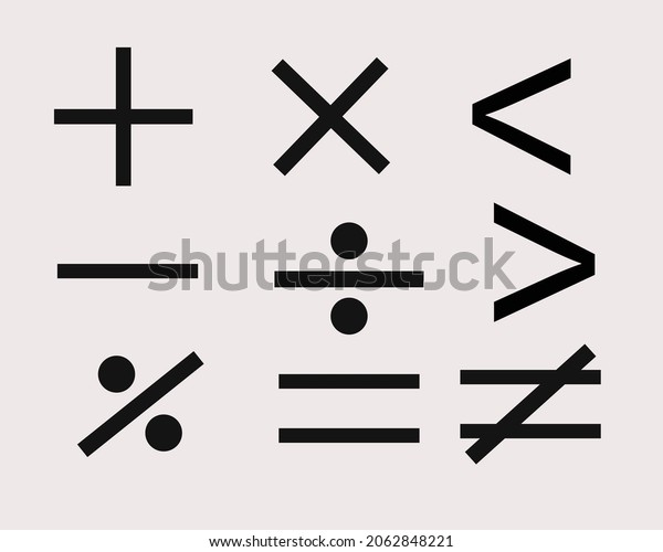 Math Symbols Icon Set Basic Mathematics Stock Vector (Royalty Free ...