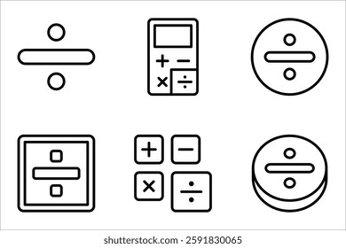 Math Symbols Icon Set, plus, minus, multiply, divide, equal sign icons, vector illustration on white background