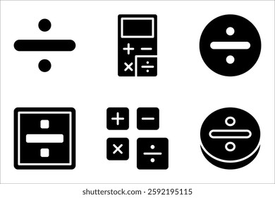 Math Symbols Icon Set, plus, minus, multiply, divide, equal sign icons, vector illustration on white background