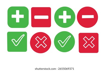  Conjunto de ícones de símbolos matemáticos. Ícone de adição, subtração e adição definido em estilo simples e traçado em círculo com cor preta e branca.  Cálculos e operações matemáticas.  Adição, subtração 