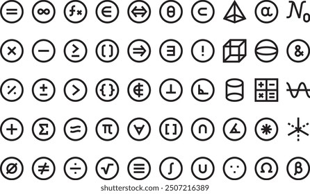 Math symbols icons collection is a vector illustration with editable stroke.