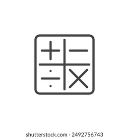Icono de línea Math Symbols. signo de estilo lineal para concepto móvil y Diseño web. Icono de Vector de más, menos, multiplicación, esquema de división. Símbolo, ilustración del logotipo. Vector gráfico