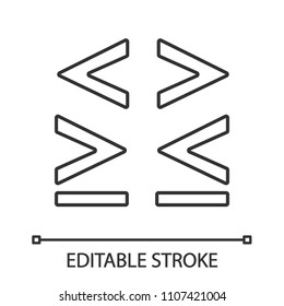 Math symbols linear icon. Thin line illustration. Is less, greater or equal than signs. Contour symbol. Vector isolated outline drawing. Editable stroke