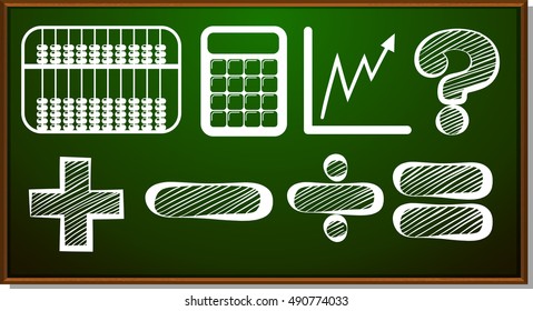 Math symbols on blackboard illustration