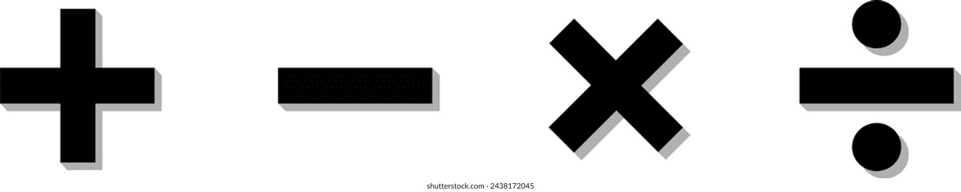 Mathematische Symbole Vektor. Hinzufügen von Subtrahieren multiplizieren dividieren Icons Design.