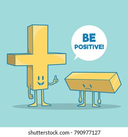 Math symbols vector illustration. Positive negative, motivation imagination design concept