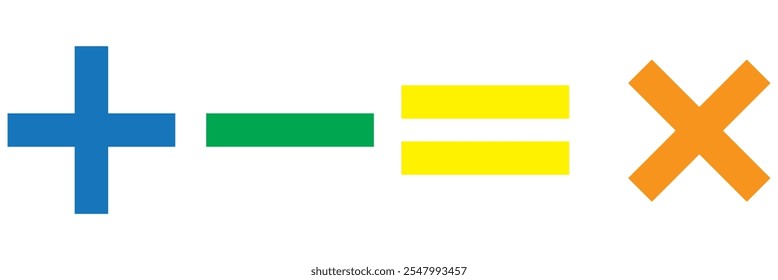 Símbolos matemáticos para el Web. Suma, resta, multiplicación, diseño de Vector de símbolos de división simple.