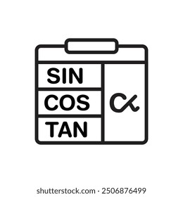 Math Table Outline Icon Vector Illustration