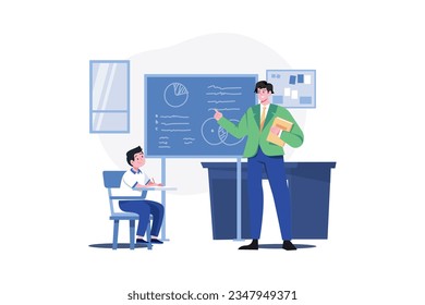 Math teacher giving a lecture to students