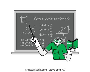 Math Teacher Hand Drawn Character Illustration