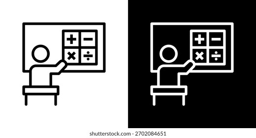 Math Teacher Icon Set. Clean Line Design With Light And Dark Versions For Versatile Use.