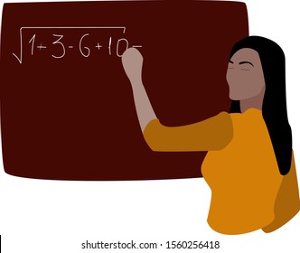 Math teacher, illustration, vector on white background.
