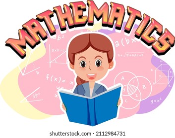 Math teacher with mathematics icon illustration