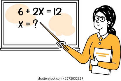 Profesor de matemáticas enseñando en pizarra
