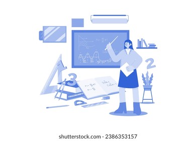 Math teacher teaching in classroom