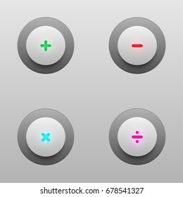 math tech buttons including plus, minus, multiply and divide buttons for vector design