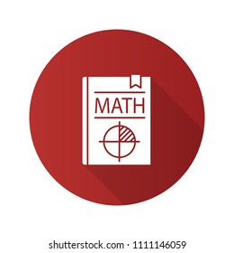 Math textbook flat design long shadow glyph icon. Mathematics book. Geometry. Vector silhouette illustration