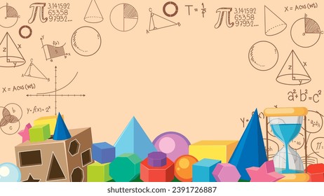 Math Theme Blank Banner with Math Tools illustration