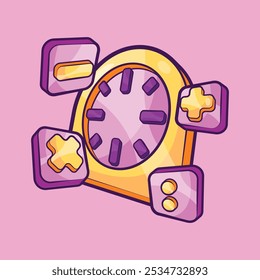 Math Time with Alarm Clock Vector Illustration for School and Education Design Element