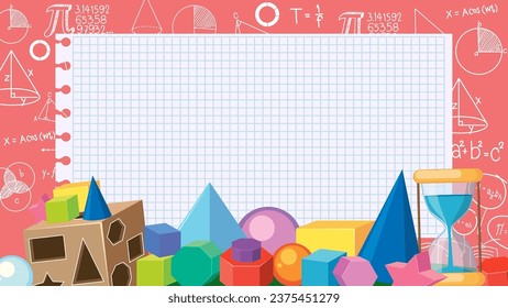 Math Tools Notebook with Blank Background Banner illustration