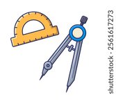 Math Tools Vector Illustration. Vector illustration of a compass and ruler. Ideal for math lessons, geometry illustrations, and educational resources.