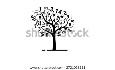 math tree symbol, black isolated silhouette