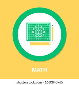 Math Triangle Ruler And Pencil Icon