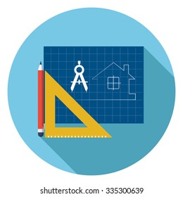 math triangle ruler and pencil icon