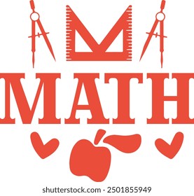 Diseño de arte de Clip de tipografía de matemáticas sobre fondo aislado transparente blanco liso para tarjeta, camisa, sudadera con capucha, sudadera, ropa, etiqueta, taza, ícono, póster o insignia