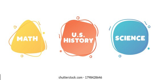 Math, U.S. History, Science Abstract Trendy Geometric Shapes, Smooth Round Bubble Forms, Vector Illustration Background