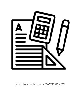Vetor matemático para aritmética e educação de números. Ícone de símbolo de equação e matemática para aprendizagem, solução de problemas e trabalho escolar. Ícone de Linha