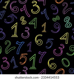 Math vector seamless pattern with colorful numbers