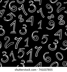 Math vector seamless pattern with handwritten digits