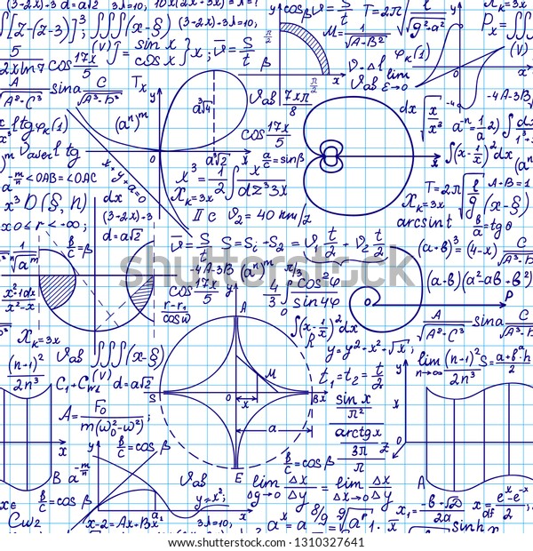 Math Vector Seamless Pattern Handwritten Mathematical Stock Vector ...