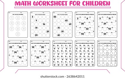 Math vector worksheets for children