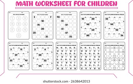 Math vector worksheets for children