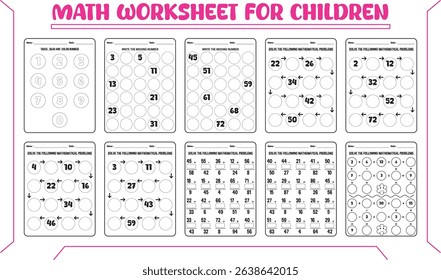 Math vector worksheets for children
